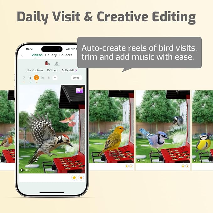 Smart Bird Feeder with Camera, 2.5K Ultra-HD Live Stream Bird House Camera, Free AI Identify Bird Species, Solar Powered Bird Feeder with 2.4L Large Capacity, Gift for Men Women Bird Lovers