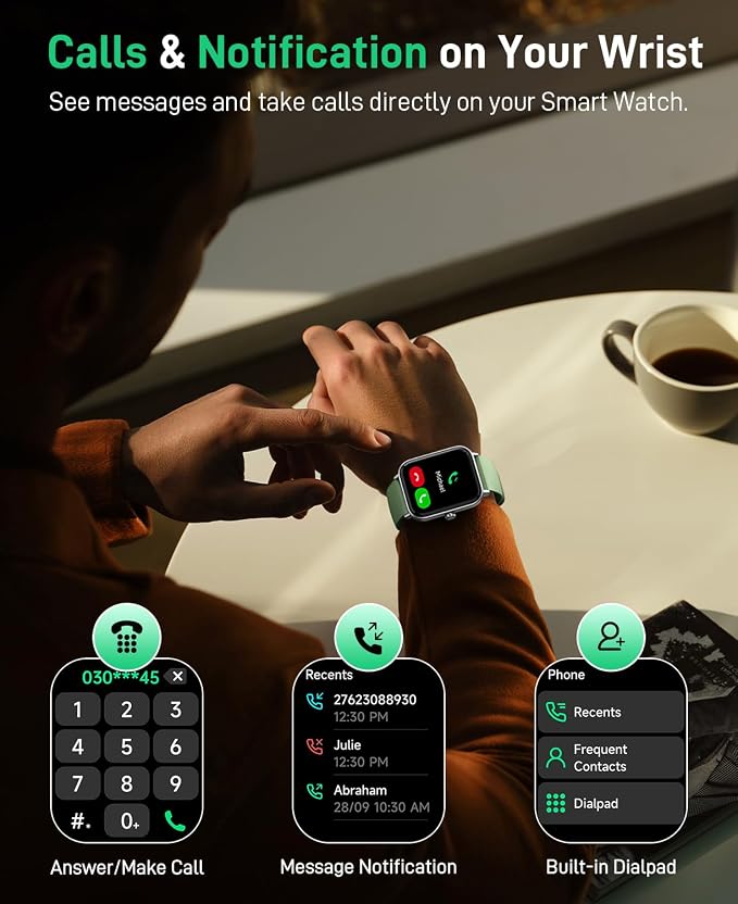 Hingso Smart Watch for Women Men, 1.85" Fitness Tracker for Android/iPhone | Bluetooth Call & Text Alert, Alexa Built-in, 24/7 Heart Rate/SpO2/Sleep/Cycles Monitor, 120+ Sports, IP68 Waterproof, 2 Bands