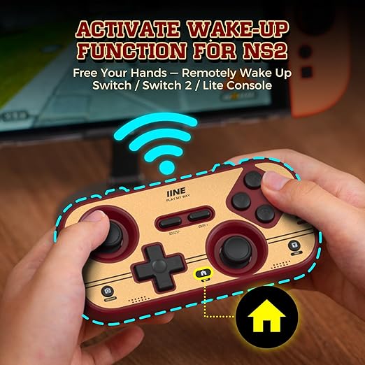 IINE Retro Pocket Game Controller, Wireless Gamepad for Switch/Steam Deck/PC/iOS/Android | Mini Portable Controller with Hall Joystick, 1000Hz Response Rate, Customizable Buttons, 600mAh Battery
