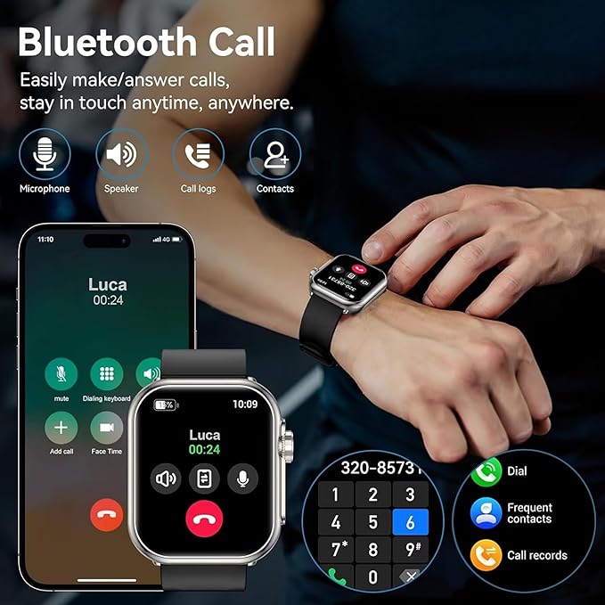 Advanced Smart Watch for Men Women - 2.04" HD Health Smart Watches with Answer/Make Call, 24H Heart Rate Monitor Smartwatch for iOS/Android