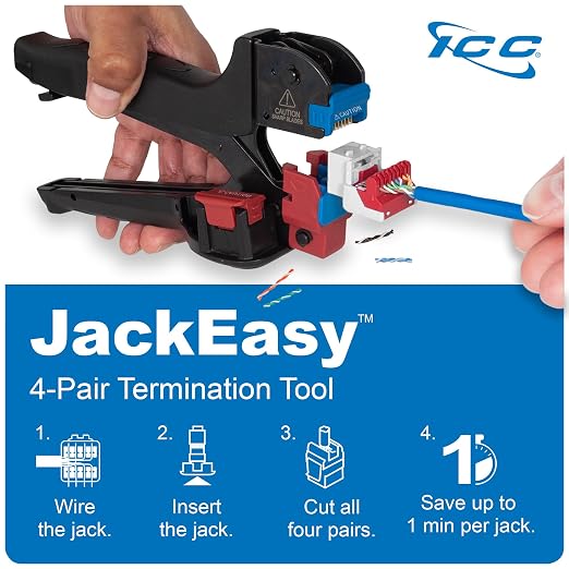 ICC CAT6 Keystone Jack with Inline IDC No Pair Split Wiring (Easier Termination) UL Listed PoE++ TAA Compliant for Wall Plate or Patch Panel, Works with JackEasy Termination Tool, Orange, 25 Pack
