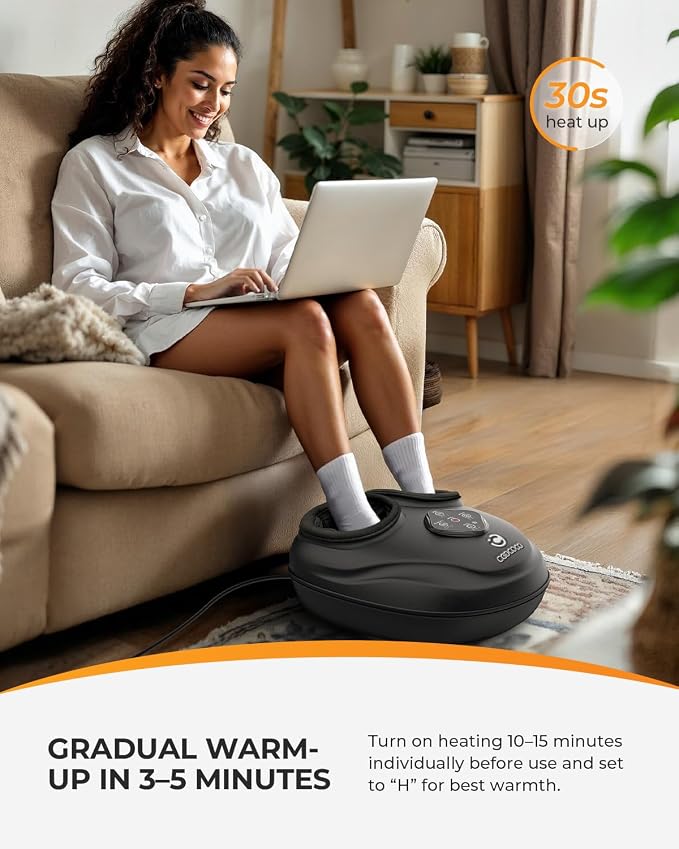 CooCoCo Upgraded Shiatsu Foot Massager - Feet Massager with Heat, Foot Warmer for Women Men, Home Office Use