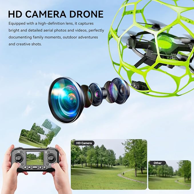 Brushless Camera Drone for Beginners, LCD Remote | Brushless motor, LCD remote, one-key takeoff, 3 speeds and 360° flips make indoor flying easy for new pilots.