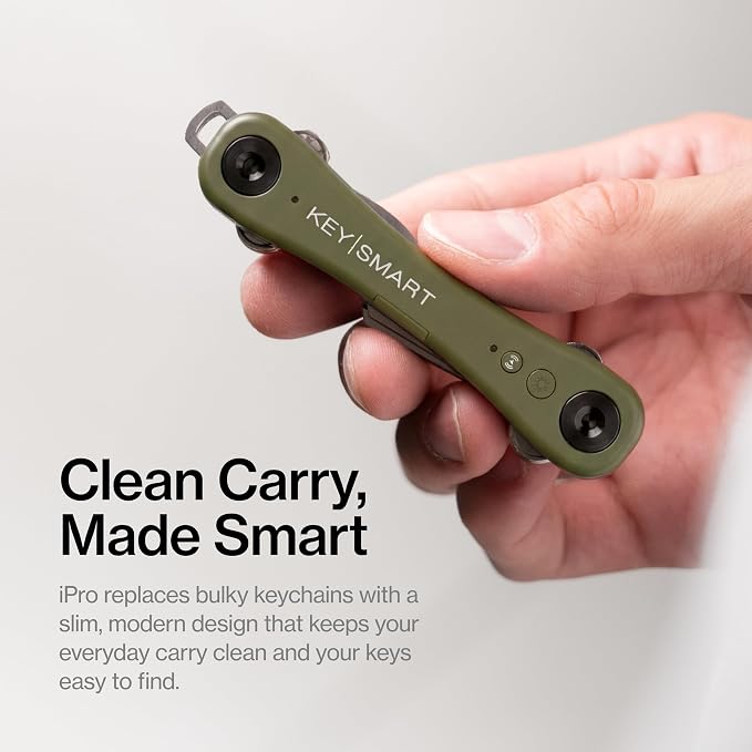 KeySmart iPro - Key Finder Locator with Sound, Keychain Key Holder, Apple Find My App Compatible, Key Organizer, Compact Clutter-Free Key Chain Tracker, Rechargeable Battery (Up to 14 Keys, Green)