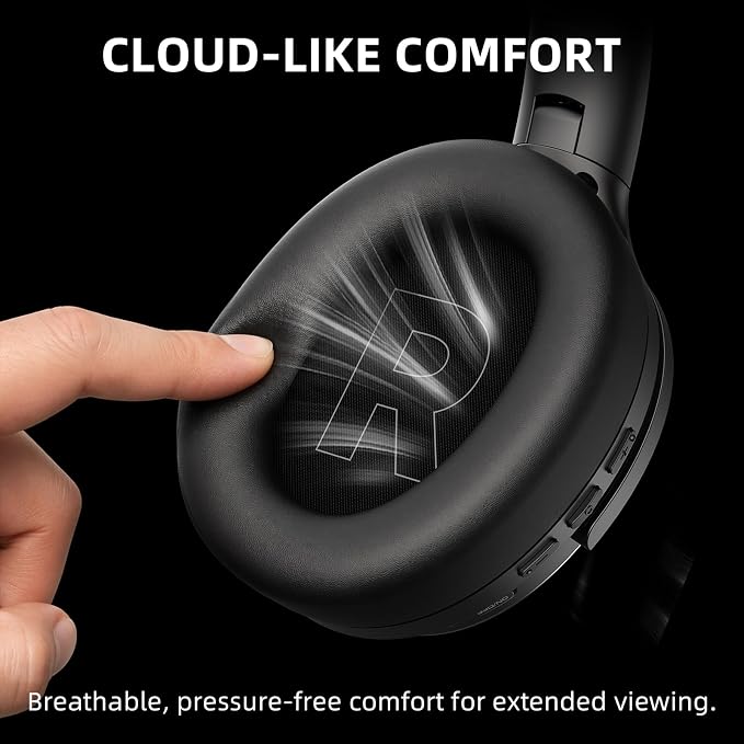 AOC Wireless Headphones for TV, TV Headphones Wireless for Seniors, 2.4GHz Plug and Play Transmitter for No Audio Delay, 48H Battery Over Ear Headset with Bluetooth 5.4