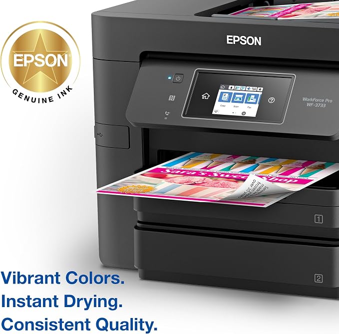 Epson 702 DURABrite Ultra Ink High Capacity Black & Standard Color Cartridge Combo Pack (T702XL-BCS) Works with Workforce Pro WF-3720,3730,3733,(Pack of 2)