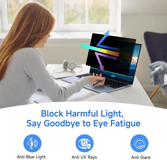 ZOEGAA 4-way 360° Privacy Screen For 14 Inch 16:10 Laptop That Screen Size is 11.9 in Wide and 7.4 in High. Removable Privacy Screen For Laptop Monitor, Anti Glare And Blue Light, Compatible With HP Dell Lenovo Asus Samsung Acer Thinkpad