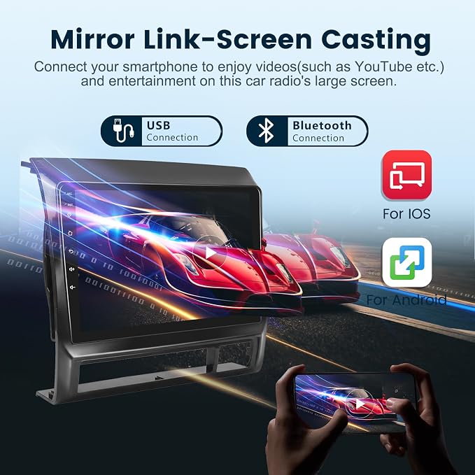 2G+64G Android 15 Car Radio Stereo for Toyota Tacoma 2005-2013 with Wireless CarPlay/Android Auto,9 Inch 1280 * 720P IPS Touch Screen GPS 5Ghz-WiFi Bluetooth 32-Band DSP HD Backup Camera