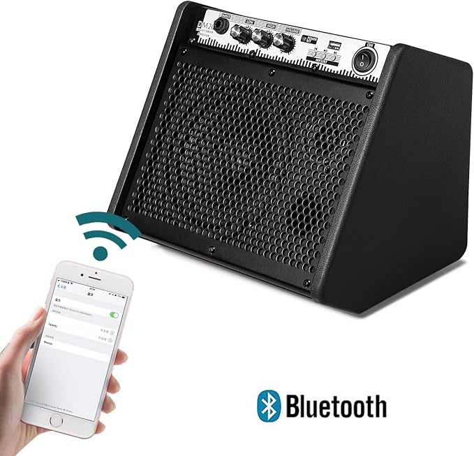 Coolmusic DM20 20W Bluetooth Personal Monitor Amplifier Electric Drum Amplifier Speaker,Keyboard Speaker with USB Interface(Including E-Drum Noise-Reduction Cable) (Black)