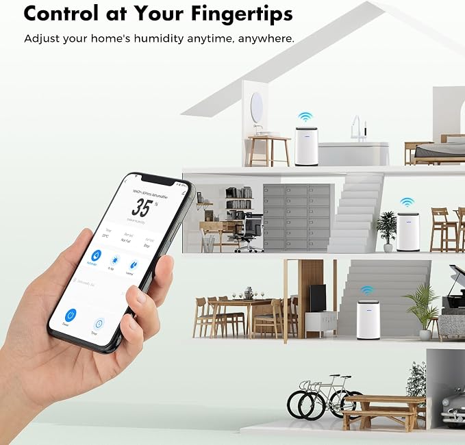 80 Pints Smart Dehumidifier for Basement and Home, 50 Pint DOE, App Control, Covers up to 5,000 Sq. Ft., Portable Dehumidifier with Continuous Drain, 8L Tank, Quiet Turbo Mode