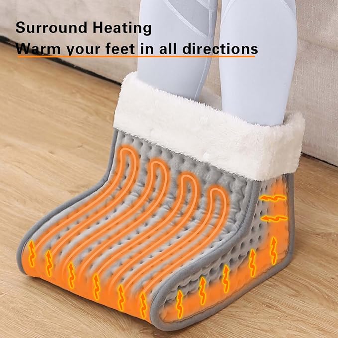 Heating Pad for Feet - Gray, Electric Foot Warmer Under Desk,9 Heat Levels & 4 Timer Settings - Ultimate Foot Comfort!Foot Heater