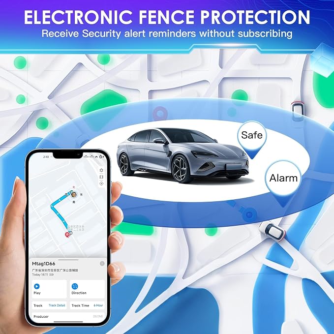 1PCS Black Tracker Device for Vehicles,Real Time GPS Car Tracker Work with Find My(iOS Only),No Monthly Fee Anti-Theft Car Locator,Hidden Car GPS Tracker with White Magnetic Case