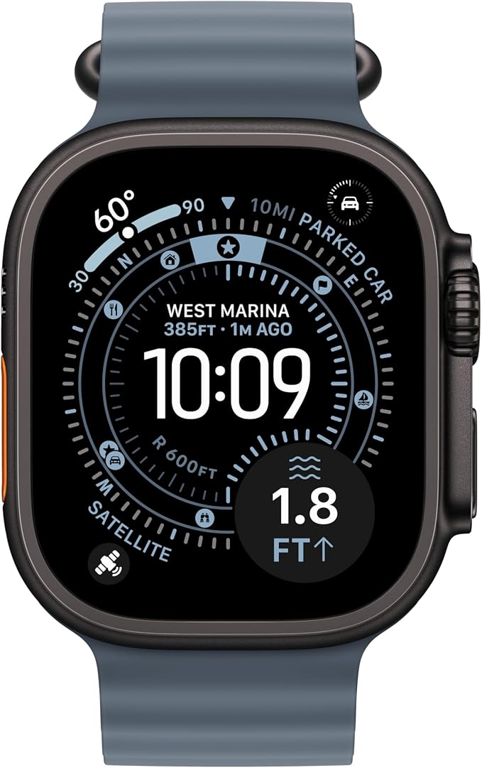 Apple Watch Band - Ocean Band - 49mm - Anchor Blue - One Size - Black Titanium Finish