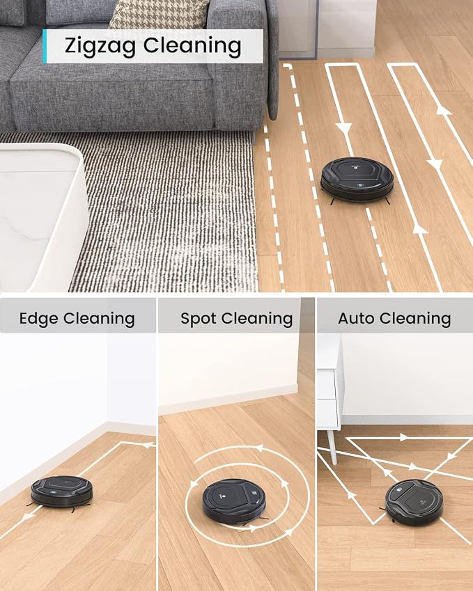 Lefant M210 Pro Robot Vacuum, Slim Quiet, 3 Adjustable Suction Levels, 6 Modes, Robot Vacuum Cleaner for Pet Hair, Hard Floors & Low Carpets, Self-Charging, WiFi/App/Alexa Control, Black