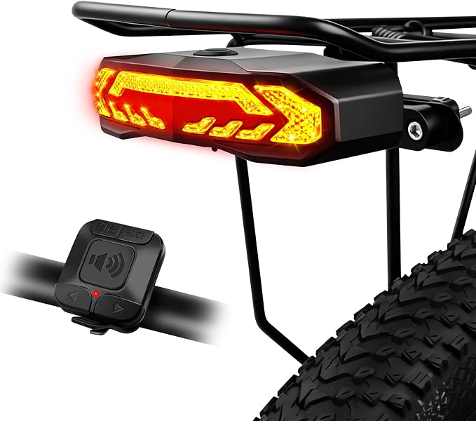 USUPERINK Turn Signals for Ebike, Bike Turn Signals, Bike Blinkers Front and Back, Bike Tail Light USB Rechargeable with Horn, IP65 Waterproof Anti-Theft Alarm, Auto On Off, for Bicycle,Ebike,Scooter