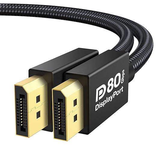 IVANKY 80Gbps VESA Certified DisplayPort Cable 2.1, 16K Display Port 2.1 Cable, [16K@60Hz,8K@240Hz,4K@540Hz 480Hz 240Hz, HDR DSC], DP80 Display Cord for Monitor, Graphics 5090 7900XTX-6.6FT