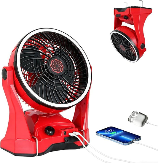 Cordless Fan for Milwaukee M18 18V Battery – 10 Inch 650CFM Jobsite Fan for Construction Workers & Outdoor Use | Variable Speed, 4.5Hr Runtime, USB Charging, AC or Battery Powered | Tool Only