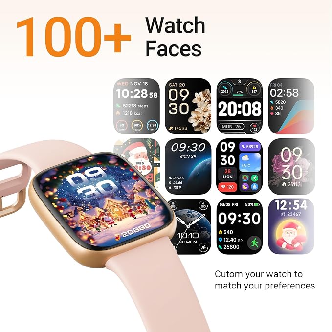 Fitpolo Smart Watch for Women, 1.85" AMOLED Fitness Tracker with Bluetooth Call, Heart Rate/Sleep/SPO₂ Monitor, 100+ Sports Modes, 3ATM Waterproof Smartwatch for Android/iPhone, Includes 2 Bands