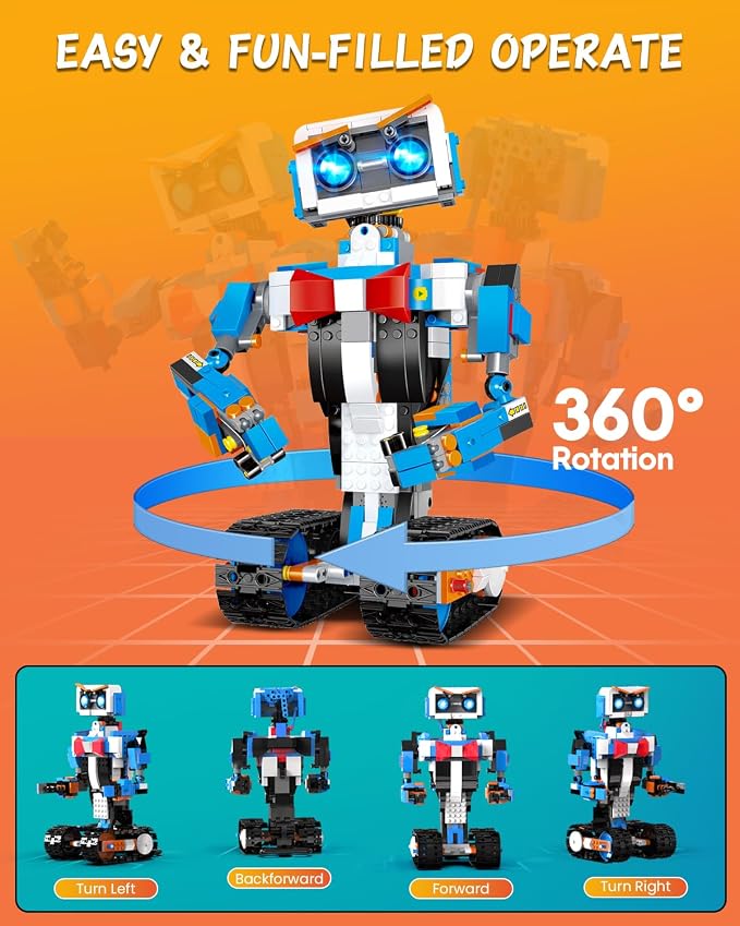 aukfa STEM Robot Toys Building Kits, Building Toys for Boys Age 8-12, App & Remote Control Blocks Engineering Science Learning Educational Coding DIY Stem Projects Robot Gifts for Boys & Girls