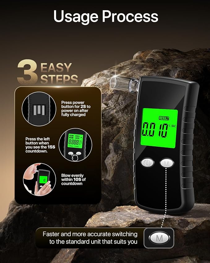 2026 Upgraded Breathalyzer,Breathalyzers for Alcohol with LCD Digital Display,Alcohol Breathalyzer Tester for Home Use,Portable Breathalyzer with 10 Mouthpieces and Carrying Case