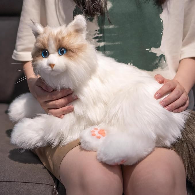 Chongker Interactive Robot Cat, Realistic Cat with Lifelike Heartbeats, Purring, Custom Name & Voice Interaction, Relieving Anxiety in the Elderly, for Daily Companionship and Soothing Sleep-Percy