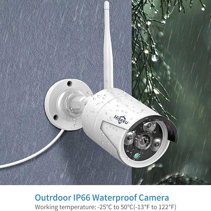 Hiseeu Camera Add on 2 Pack 3MP Outdoor Wireless Security Camera,Waterproof Outdoor Indoor 3.6mm Lens IR Cut Day & Night Vision, Plug-in Camera, Compatible 10CH Wireless Security Camera System