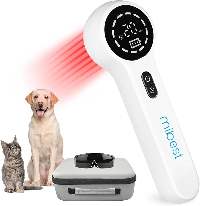 Mibest Cold Laser Therapy Device for Vet - Red Light Therapy for Dogs and Cats - Infrared Light Therapy Targets Joint and Muscles - Pain Relief, Arthritis, Spinal, Wound Healing (White)
