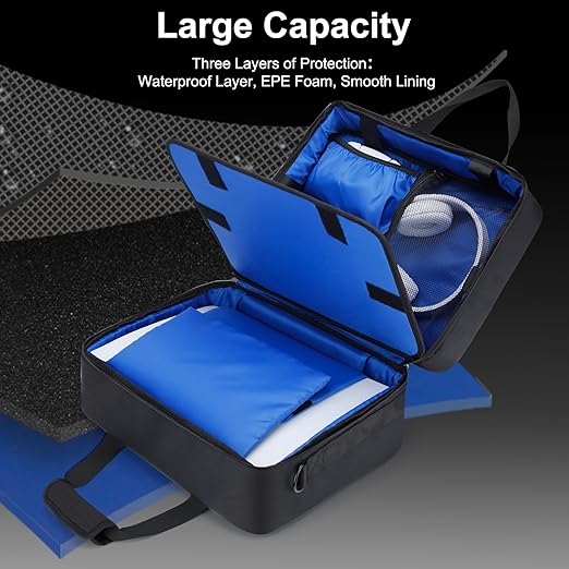 GDNasist Carrying Case Fit for PS5, Travel Thickened Protective Bag Compatible with Playstation 5 Console, Headset, PS5 Controller, Game Discs, and Gaming Accessories, All Black