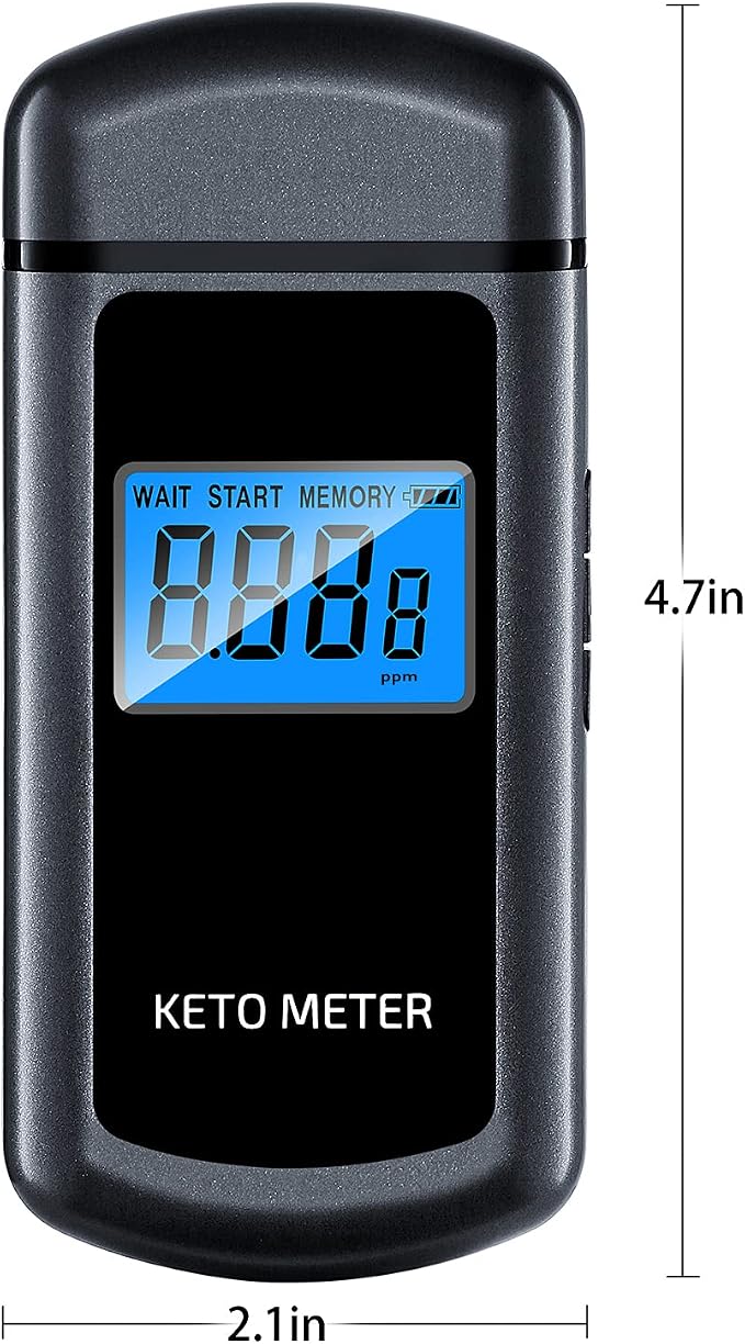 Ketosis Meter Professional Ketone Breath Analyzer for Keto Testing - High-Accuracy Rechargeable Breath Ketone Meter Home Ketone Breath Tester with 10 Mouthpieces - Monitor Fat Burning & Ketosis Levels