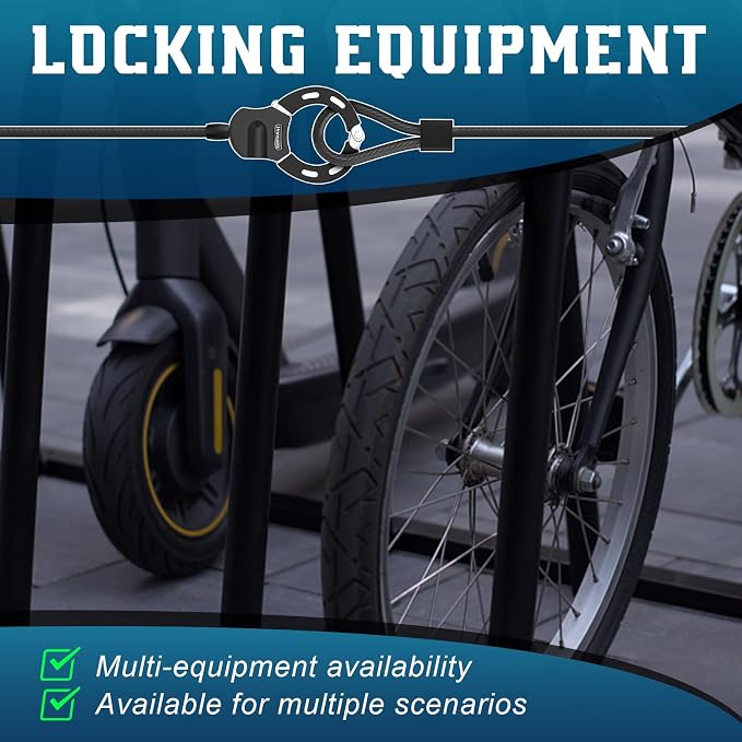 Electric Scooter Lock, Anti-Theft Cable Lock with Key, 39.37inch for E-Scooter, Electric Bike, Bicycle, Motorbikes
