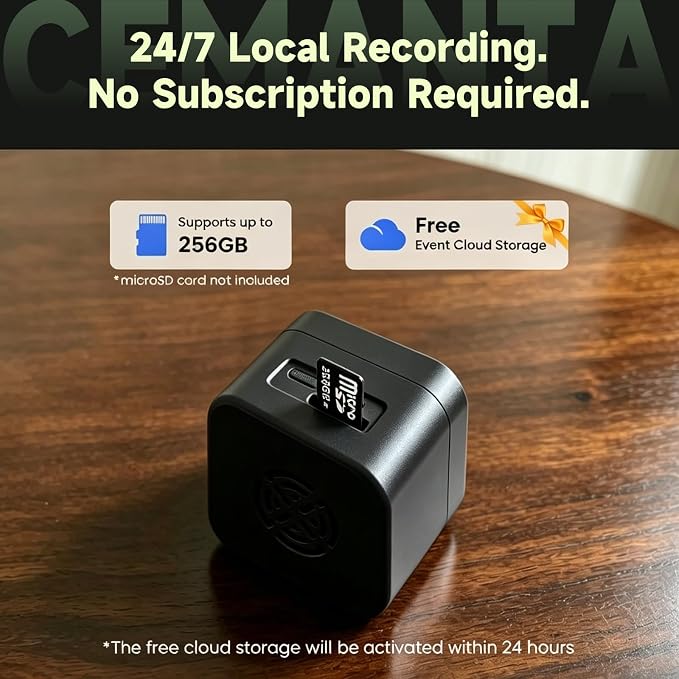 3MP Window Camera, Lifetime Free Cloud Storage, WiFi6 Indoor Security Camera, Night Vision, AI Detection, 24/7 Recording, Compatible with Alexa, Black, 4PCS