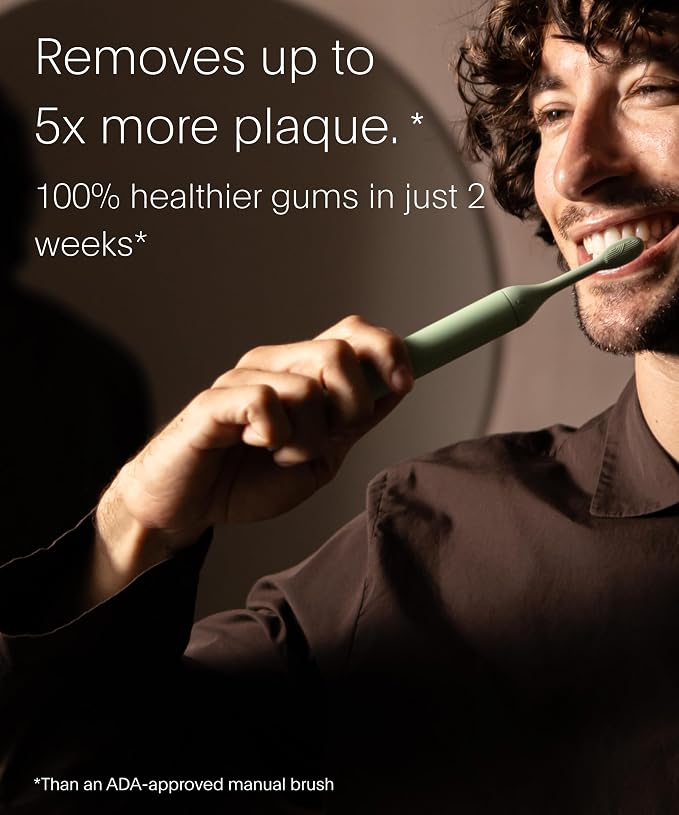 SURI Recyclable Plant-Based, Electric Toothbrush Heads - Long Lasting Replacement Heads | Compatible Only Sonic Electric Toothbrush - Winter Fern, Pack of 3