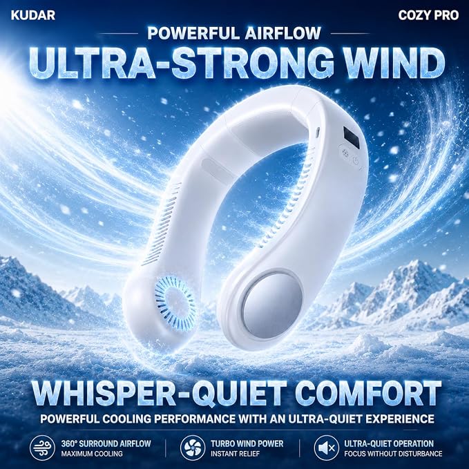 Neck Air Conditioner with Semiconductor Cooling Plate, Rechargeable Wearable Neck Fan with 3 Speeds, 0.79 lb Lightweight Hands-Free Portable