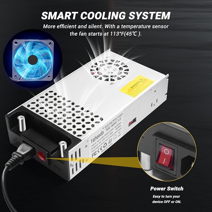 New Version Converter, 110V AC to 12V DC Converter Power Supply 12V 600W 50A DC Switch Transformer for RV,Pump,LED Strip, LCD Monitor (12V 600W)