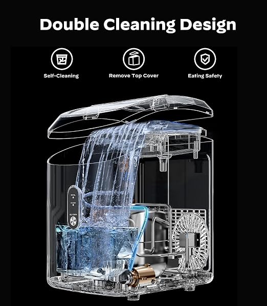 Nugget Ice Maker Countertop, Silonn Chewable Pellet Ice Machine with Self-Cleanin Function, 36lbs/24H Portable Ice Makers for Home Kitchen Officce, Black