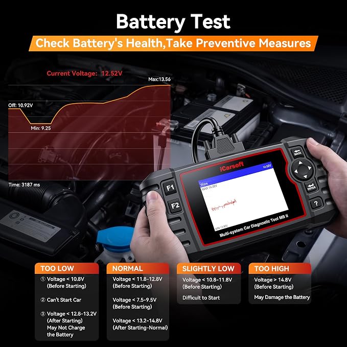 iCarsoft MBII for Mercedes Benz, Reads and Clears Trouble Codes, EPB,SAS, ETC Reset