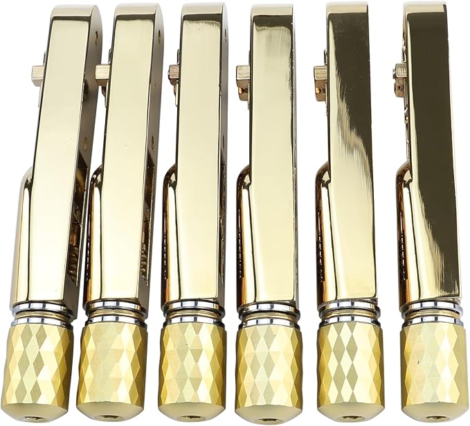 Pack of 6 Individual Single Tubular Fixed Bridge 6 String Electric Bass Bridge for Headless 6-string Bass Replacement Parts Gold