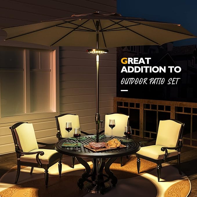 Eletorot Patio Umbrella Lights-Rechargeable Outdoor Lights for Patio Decor, Patio Table Pole Light 28 LED 3 Lighting Modes, Patio Lighting Pool Accessories, Patio Backyard Decor, Garden, BBQ, Camping