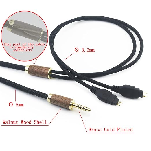 NewFantasia 4.4mm Balanced Cable Replacement Upgrade Cable Compatible with Sennheiser HD600, HD650, HD580, HD660S, HD58X, HD660S2, HD6XX Headphone 7N OCC Copper Silver Plated Cord Walnut Wood Shell