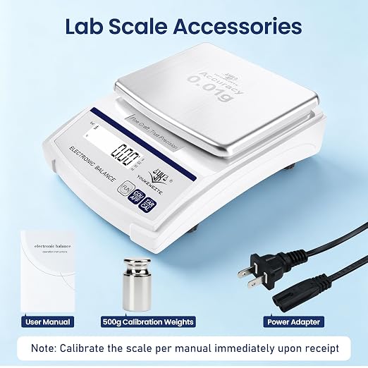 Lab Scale 0.01gx2000g, Digital Gram Weight Scale for Jewelry，Coin & Gold | 0.01g Accuracy Gram Scale, LED Backlit Display, g/oz/ct/ml Conversion, Counting & Tare Function, Laboratory Balance