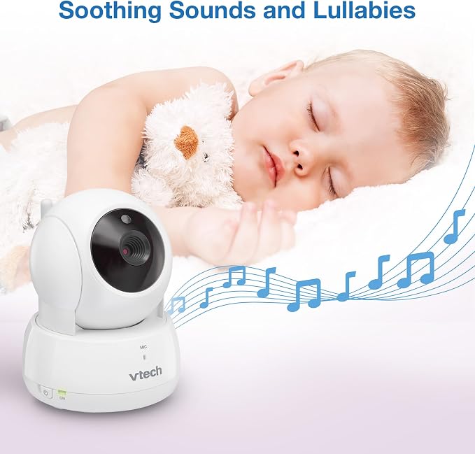 VTech Baby Monitor No WiFi, 2 Cameras & Remote Pan-Tilt-Zoom for Twins & Two Rooms – Hack-Proof, 17Hr Battery, 1000ft Range, Auto Night Vision, Temperature Sensor | VM924-2