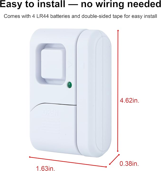 UltraPro Personal Security Window and Door Alarm, 1 Pack, DIY Protection, Burglar Alert, Wireless Chime/Alarm, Easy Installation, Home Security, Ideal for Home, Garage, Apartment, White, 56789