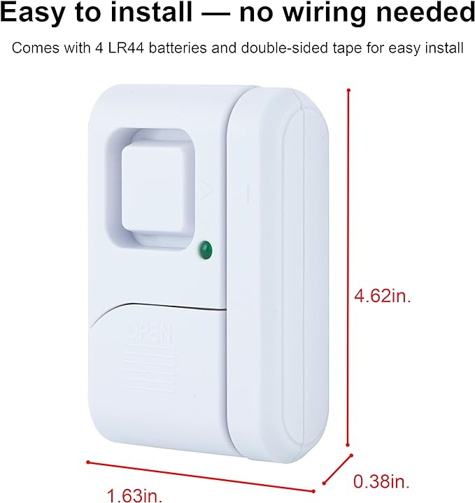 UltraPro Personal Security Window and Door Alarm, 6 Pack, DIY Protection, Burglar Alert, Wireless Chime/Alarm, Easy Installation, Home Security, Ideal for Home, Garage, Apartment, White, 49721