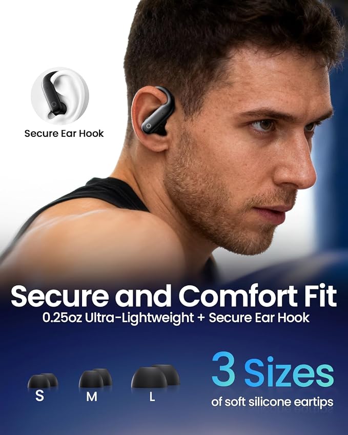 LEEMC 40H Bass Stereo Sound Over-Ear Earphones for iOS, Android, Sports, Workout Wireless Earbuds, Bluetooth Headphones 6.0, Ear Buds with Touch Screen, ANC ENC Noise Cancelling, Black