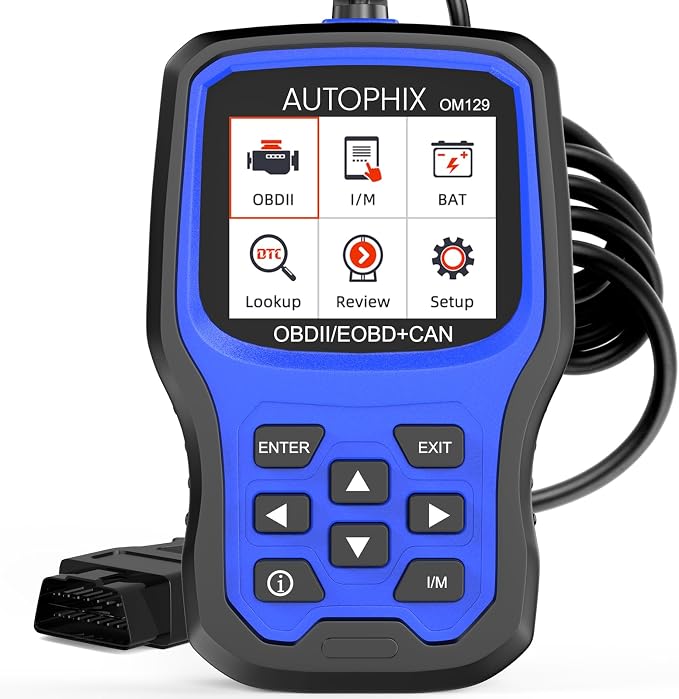AUTOPHIX OM129P OBD2 Scanner, Check Engine Light Code Reader with Live Data, Car Scanner, Pass Smog Test and 12V Battery Test, All OBD2 Function with Code Definition & Lifetime Free Updates
