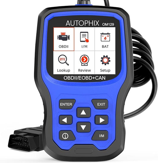AUTOPHIX OM129P OBD2 Scanner, Check Engine Light Code Reader with Live Data, Car Scanner, Pass Smog Test and 12V Battery Test, All OBD2 Function with Code Definition & Lifetime Free Updates