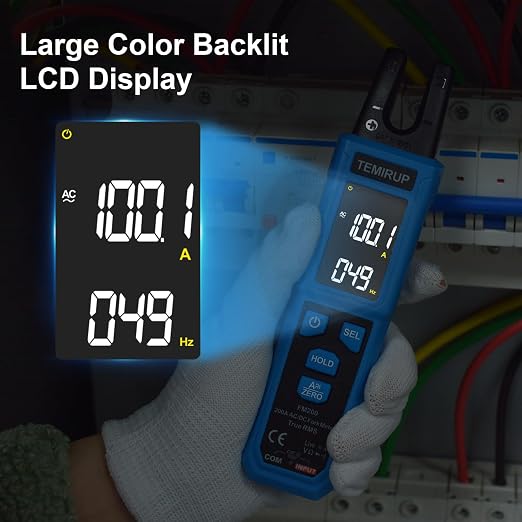 Digital Clamp Meter Multimeter with U-Shaped Jaw for AC/DC Current & Voltage, Auto-ranging 4000 Counts Voltage Tester with Large LCD Backlight, Measuring Temperature Continuity Diode NCV