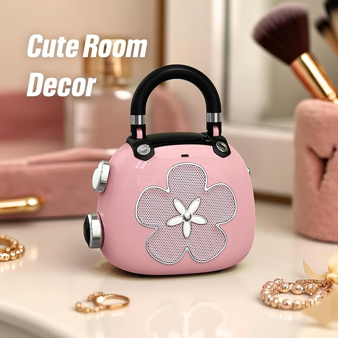 DOSS Candy 2-in-1 Mini Bluetooth Speaker & Cute Bag Charm with Loud Sound, Ideal Stocking Stuffer for Women, Girlfriend, Wife, BFF, Teen Girls, White Elephant Gift-Pink