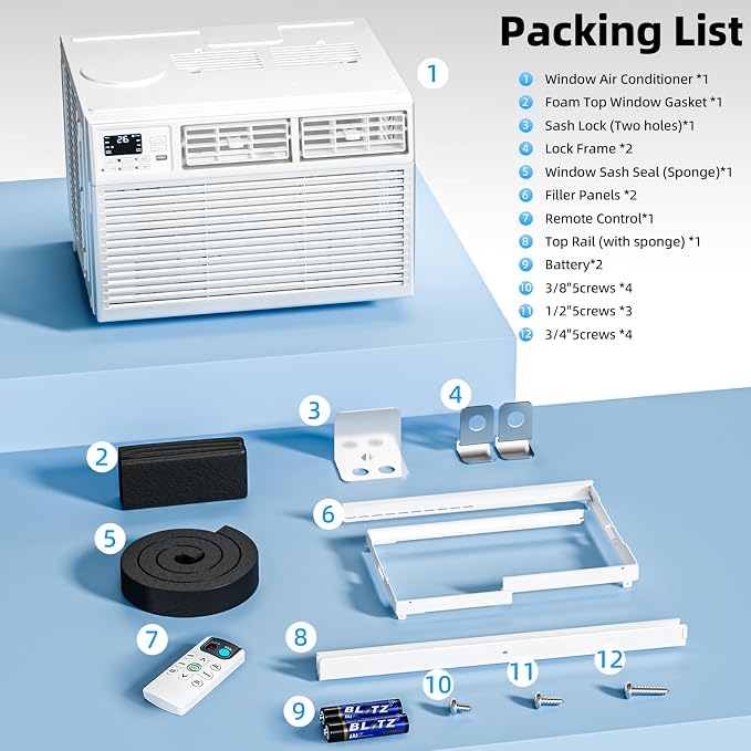 Antarctic Star 8,000 BTU Window Air Conditioner, Window AC Unit, Cools Rooms up to 350 Sq.Ft., 6 in 1 Modes Air Conditioner Window Unit with Remote Control, Easy to Install, Energy Saving, White