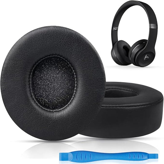 Gvoears Replacement Ear Pads for Beats Solo 3, Ear Cushions for Beats Solo 2 & Solo 3 Wireless/Wired Headphone with Stronger Adhesive, Added Thickness(Black)